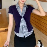 フェイクレイヤード 半袖トップス チェック柄 | 17kg | 詳細画像2 