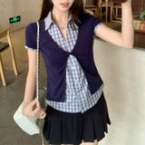 フェイクレイヤード 半袖トップス チェック柄 | 17kg | 詳細画像6 