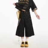 アメカジ チェック切替ビッグポケットデニムパンツレディース ワイドシルエット | 17kg | 詳細画像2
