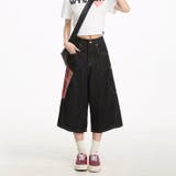 アメカジ チェック切替ビッグポケットデニムパンツレディース ワイドシルエット | 17kg | 詳細画像5