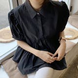 ブラック | パフスリーブ シャツブラウス ペプラム | 17kg