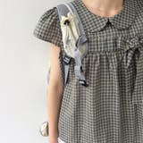 グリーン | チェックブラウス 丸襟 リボン | 17kg