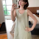 グリーン | プリーツロングワンピース ノースリーブ マキシワンピース リゾート | 17kg