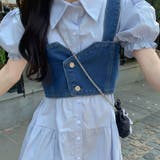 【SHOPLIST限定】韓国風デニムベスト＆パフスリーブワンピース | 17kg | 詳細画像10 