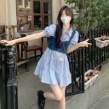 【SHOPLIST限定】韓国風デニムベスト＆パフスリーブワンピース | 17kg | 詳細画像6 
