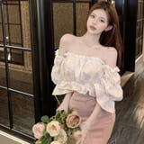 【SHOPLIST限定】大人っぽいドッキングオフショルプリーツブラウス | 17kg | 詳細画像9 