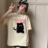 【SHOPLIST限定】韓国風キュートネコロゴ英字カジュアルTシャツ | 17kg | 詳細画像10 