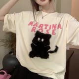 【SHOPLIST限定】韓国風キュートネコロゴ英字カジュアルTシャツ | 17kg | 詳細画像3 