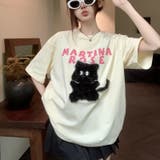 【SHOPLIST限定】韓国風キュートネコロゴ英字カジュアルTシャツ | 17kg | 詳細画像5 