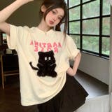 【SHOPLIST限定】韓国風キュートネコロゴ英字カジュアルTシャツ | 17kg | 詳細画像6 
