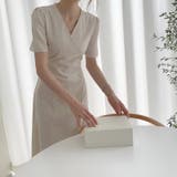 上品さフレンチ風ミニマリズムウェストボタンデザインワンピース | 17kg | 詳細画像6 