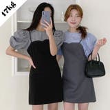 【SHOPLIST限定】韓国風パフスリーブシャツ＆キャミワンピース セット | 17kg | 詳細画像1 