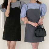 【SHOPLIST限定】韓国風パフスリーブシャツ＆キャミワンピース セット | 17kg | 詳細画像15 