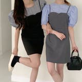 【SHOPLIST限定】韓国風パフスリーブシャツ＆キャミワンピース セット | 17kg | 詳細画像16 