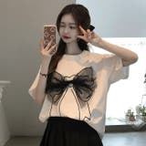 【SHOPLIST限定】韓国風デザイン感リボンプリント純綿Tシャツ | 17kg | 詳細画像3 