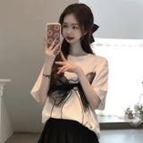 【SHOPLIST限定】韓国風デザイン感リボンプリント純綿Tシャツ | 17kg | 詳細画像5 