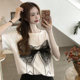 【SHOPLIST限定】韓国風デザイン感リボンプリント純綿Tシャツ | 17kg | 詳細画像6 