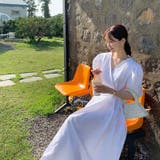 ハート型ボタンVネックパフスリーブデザインセンス気質なワンピース | 17kg | 詳細画像3 