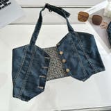 不規則デザイン系デニムホルタートップス＆ハイウエストワイドパンツ セットアップ | 17kg | 詳細画像10 