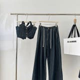 不規則デザイン系デニムホルタートップス＆ハイウエストワイドパンツ セットアップ | 17kg | 詳細画像2 
