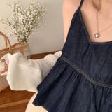 柔らかく優しい雰囲気が漂うVネックデニムキャミソールトップス | 17kg | 詳細画像11 