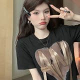 【SHOPLIST限定】デザイン感ハート柄リボンバーサタイルTシャツ | 17kg | 詳細画像14 