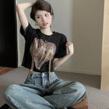 【SHOPLIST限定】デザイン感ハート柄リボンバーサタイルTシャツ | 17kg | 詳細画像15 