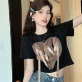 【SHOPLIST限定】デザイン感ハート柄リボンバーサタイルTシャツ | 17kg | 詳細画像18 