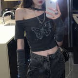 【SHOPLIST限定】バタフライヴァンテージ蝶々プリントスリーブ付きTシャツ | 17kg | 詳細画像3 