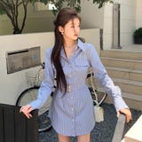 【SHOPLIST限定】女性らしいストライプウェストベルト付きワンピース | 17kg | 詳細画像15 