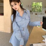 【SHOPLIST限定】女性らしいストライプウェストベルト付きワンピース | 17kg | 詳細画像20 
