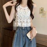 【SHOPLIST限定】優しい雰囲気のあるヴァンテージ透かし編みブラウス | 17kg | 詳細画像13 