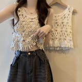 【SHOPLIST限定】優しい雰囲気のあるヴァンテージ透かし編みブラウス | 17kg | 詳細画像3 