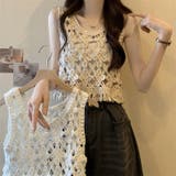【SHOPLIST限定】優しい雰囲気のあるヴァンテージ透かし編みブラウス | 17kg | 詳細画像6 