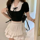 【SHOPLIST限定】女性らしいプレッピードールカラーリボンニットTシャツ | 17kg | 詳細画像4 