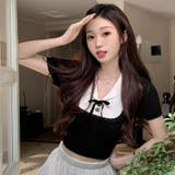 【SHOPLIST限定】女性らしいプレッピードールカラーリボンニットTシャツ | 17kg | 詳細画像8 