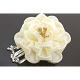つまみ細工 コーム 成人式 振袖 梅 白 正絹 髪留め ヘアアクセサリー | SOUBIEN | 詳細画像3 