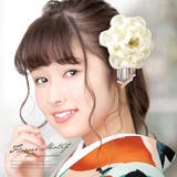 つまみ細工 コーム 成人式 振袖 梅 白 正絹 髪留め ヘアアクセサリー | SOUBIEN | 詳細画像1 