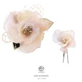 髪飾り2点セット アイボリー 花 オーガンジー レース ラメ ビーズ | SOUBIEN | 詳細画像3 