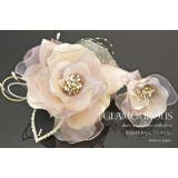 髪飾り2点セット アイボリー 花 オーガンジー レース ラメ ビーズ | SOUBIEN | 詳細画像6 