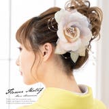 髪飾り2点セット アイボリー 花 オーガンジー レース ラメ ビーズ | SOUBIEN | 詳細画像1 