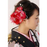 髪飾り 2点セット レッド 花 フラワー パールビーズ 成人式 | SOUBIEN | 詳細画像2