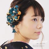 髪飾り 2点セット 青 花 フラワー 和柄 リボン パールビーズ 成人式 | SOUBIEN | 詳細画像1 