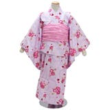 浴衣 子供 女の子 花柄 バラ 桜 蝶々 紅梅織り 薄紫 ゆかた 女児 | BiSOU | 詳細画像2
