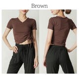 ブラウン | スリムサイドストラップT トップス スポーツウェア | Spero