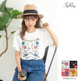 レトロ花刺繍 Tシャツ | SpRay | 詳細画像1 