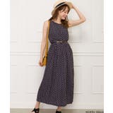 ネイビー | 幾何学ノースリーブワンピース | SpRay