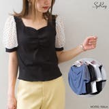 ドットチュール袖シャーリングTOPS | SpRay | 詳細画像1