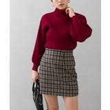 ダークレッド | ボリュ ム袖ボトルネックニットトップス バルーンスリーブ | SpRay