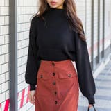 ブラック | ボリュ ム袖ボトルネックニットトップス バルーンスリーブ | SpRay